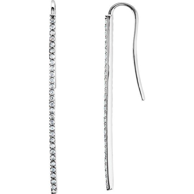 Platinum 1/4 CTW Natural Diamond Vertical Bar Earrings