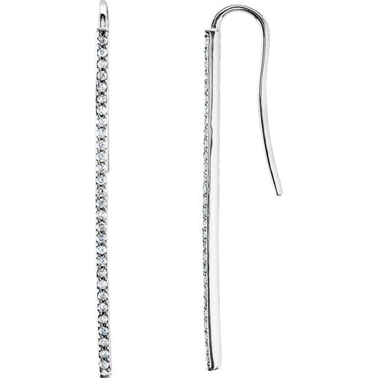 Platinum 1/4 CTW Natural Diamond Vertical Bar Earrings