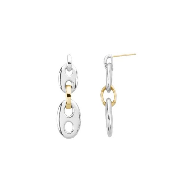 Sterling Silver & 14K Yellow Marine Link Earrings