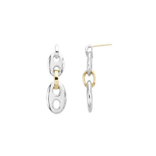 Sterling Silver & 14K Yellow Marine Link Earrings