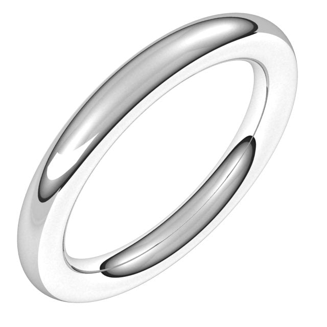 Sterling Silver 3 mm Comfort-Fit Full Round Band