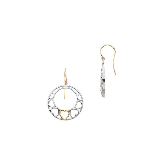 Sterling Silver & 14K Yellow Heart Earrings