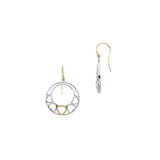 Sterling Silver & 14K Yellow Heart Earrings