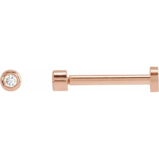 14K Rose .02 CT Natural Diamond Earring