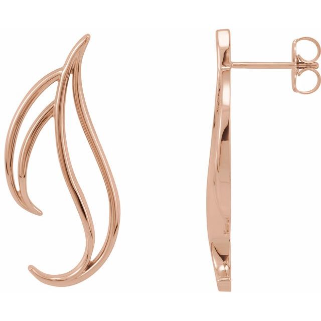10K Rose & 14K Rose Freeform Earrings
