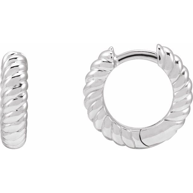 Sterling Silver Left Hinged Rope Hoop Earring