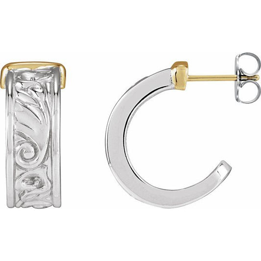 Sterling Silver & 14K Yellow Calla Lily Hoop Earrings