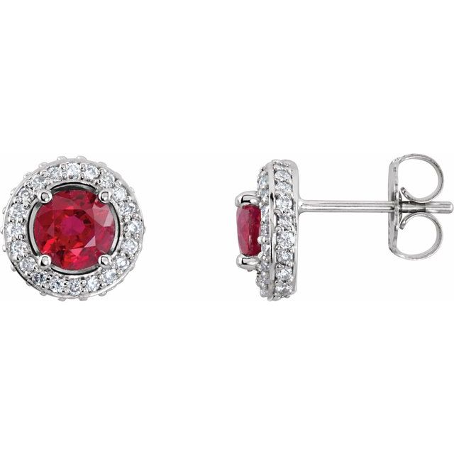 Platinum Natural Ruby & 1/3 CTW Natural Diamond Earrings