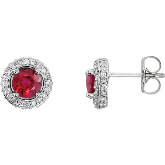 Platinum Natural Ruby & 1/3 CTW Natural Diamond Earrings