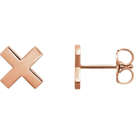 14K Rose 7.9 mm X Earrings
