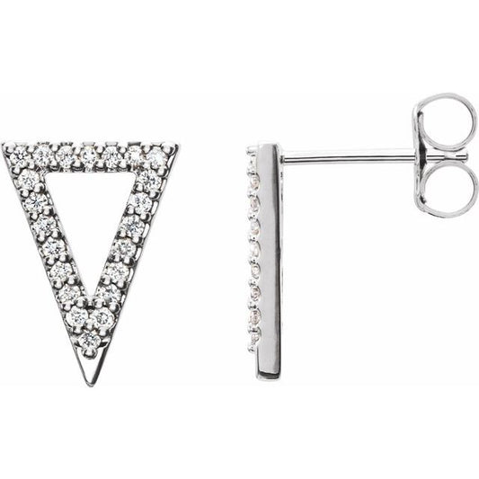 Platinum 1/4 CTW Natural Diamond Triangle Earrings