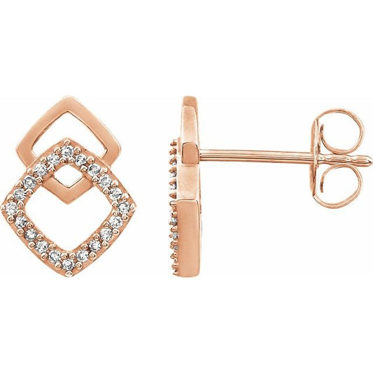 14K Rose 1/10 CTW Natural Diamond Geometric Earrings 