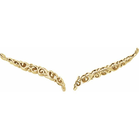 10K Yellow Right Scroll Ear Climber