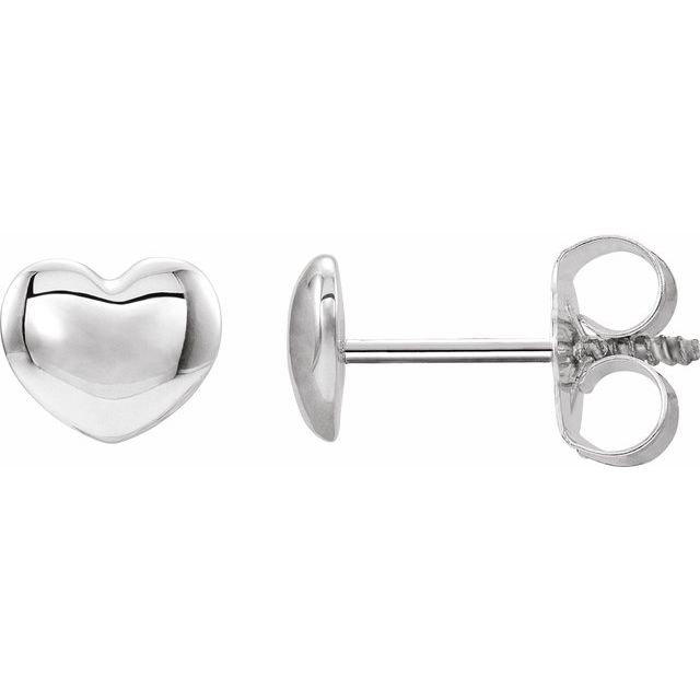 Platinum Youth Puffed Heart Earrings
