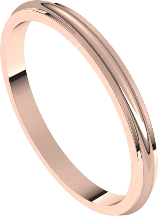 10K Rose Gold 2 mm Stepped-Edge Comfort-Fit Half Round Band