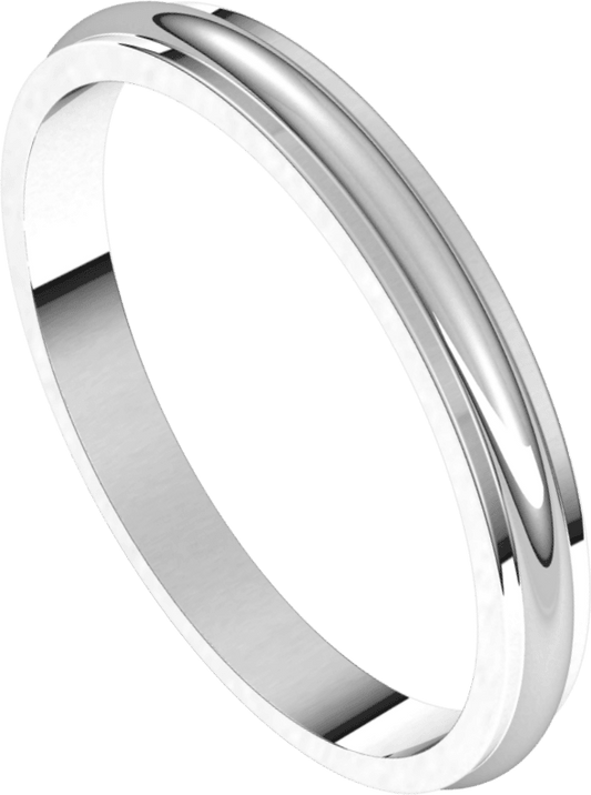 Platinum 2.5 mm Stepped-Edge Half Round Band
