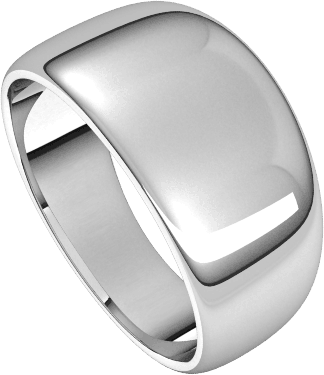 Sterling Silver 10 mm Tapered Half Round Band