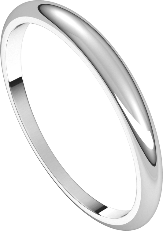 Platinum 2.5 mm Tapered Half Round Band