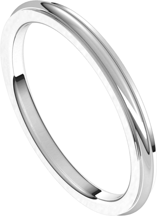 Platinum 2 mm Stepped-Edge Comfort-Fit Half Round Band
