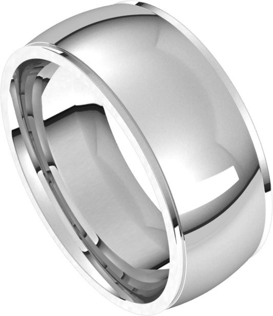 Sterling Silver 8 mm Stepped-Edge Comfort-Fit Half Round Band