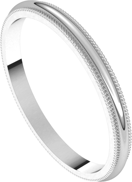 10K White Gold 10 mm Milgrain Flat Band