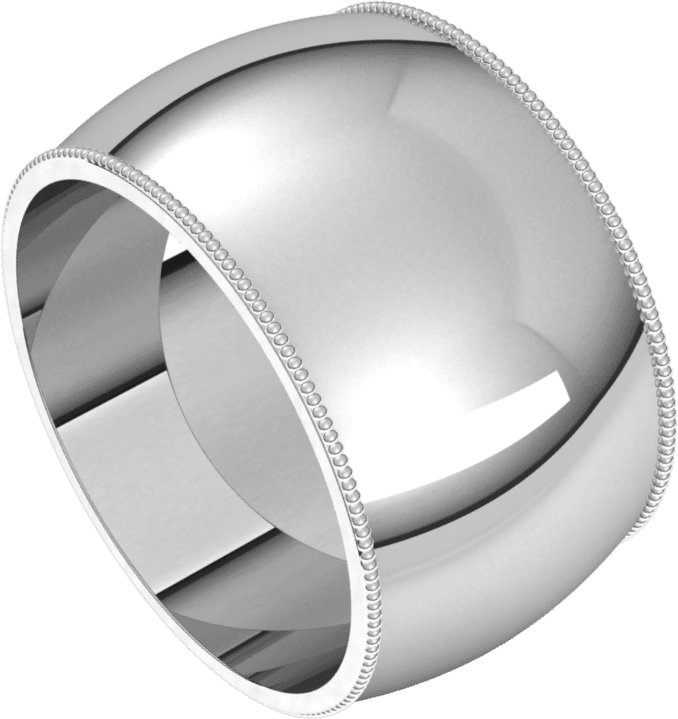 Sterling Silver 12 mm Milgrain Half Round Band