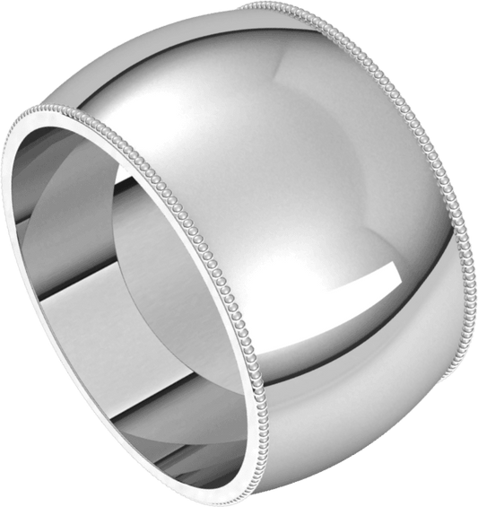 Sterling Silver 12 mm Milgrain Half Round Band