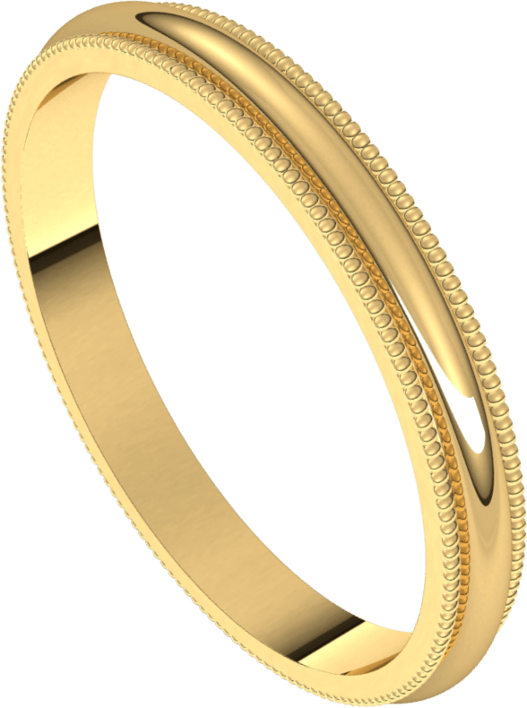 10K Yellow Gold 2 mm Milgrain Half Round Band