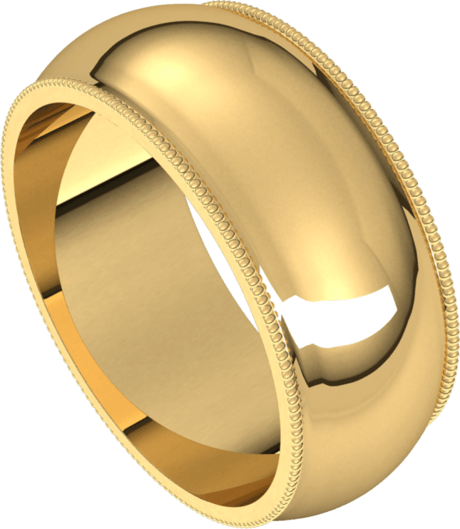10K Yellow Gold 8 mm Milgrain Half Round Band