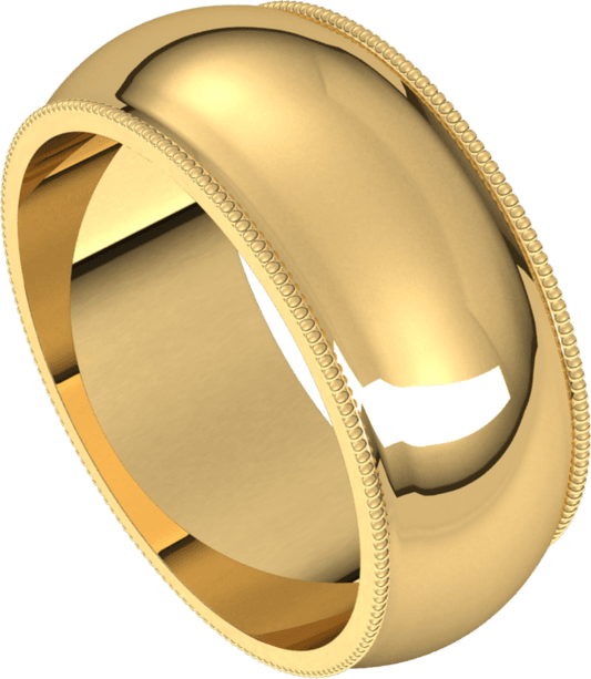 10K Yellow Gold 8 mm Half Round Band