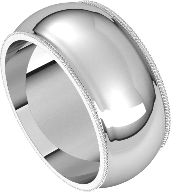 Sterling Silver 9 mm Milgrain Half Round Band