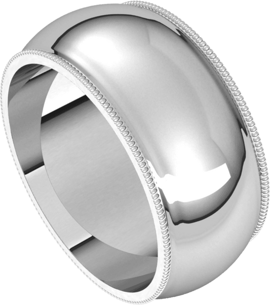Sterling Silver 9 mm Milgrain Half Round Band
