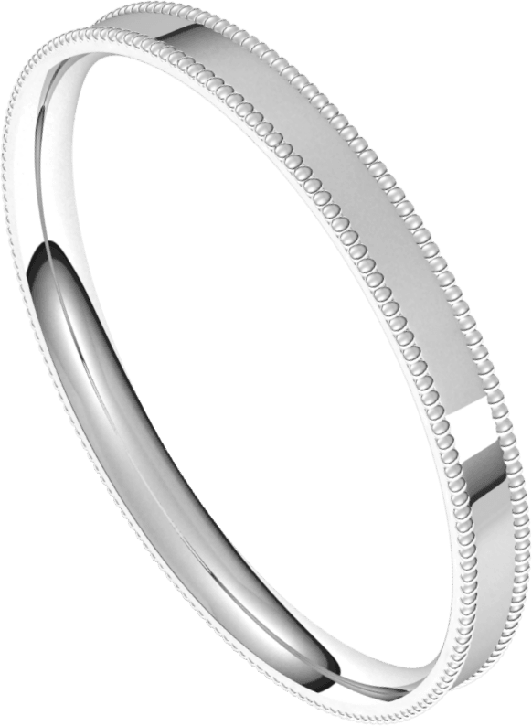 Platinum 2.5 mm Milgrain Comfort-Fit Flat Band