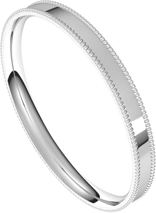 Sterling Silver 2.5 mm Milgrain Comfort-Fit Flat Band