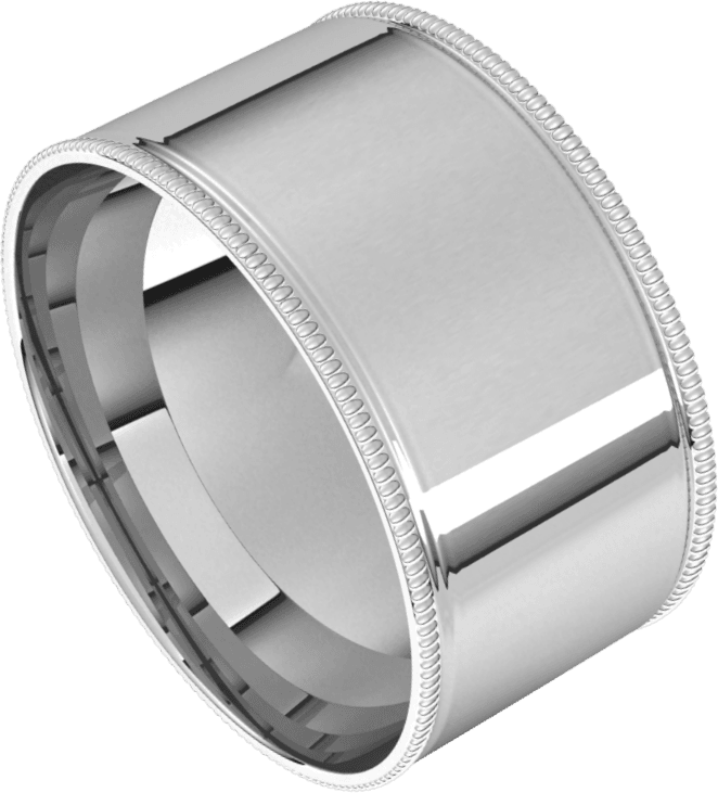 Sterling Silver 10 mm Milgrain Comfort-Fit Flat Band