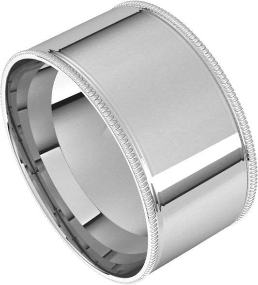 Sterling Silver 10 mm Milgrain Comfort-Fit Flat Band