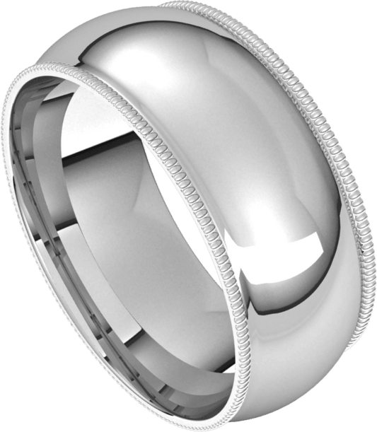 Palladium 8 mm Milgrain Comfort-Fit Half Round Band