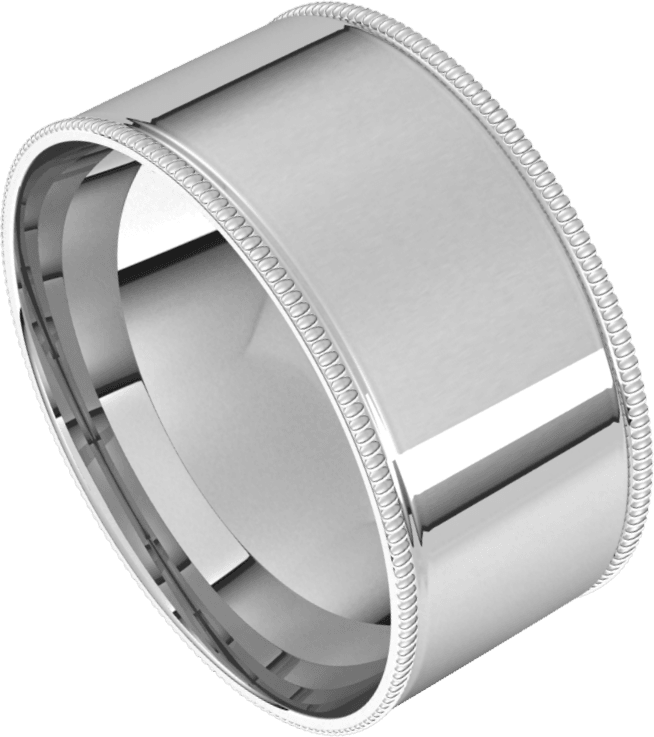 Platinum 9 mm Milgrain Comfort-Fit Flat Band