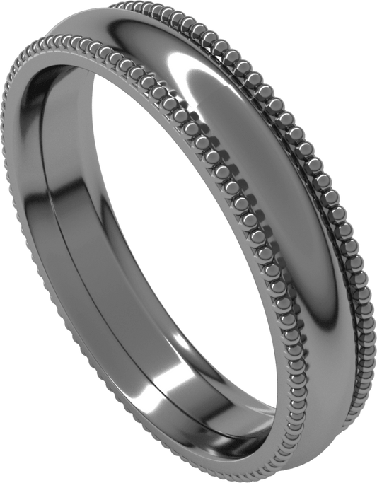 Platinum 4 mm Beaded Comfort-Fit Half Round Band