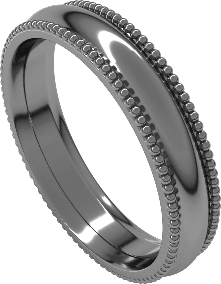 Sterling Silver 4 mm Beaded Comfort-Fit Half Round Band