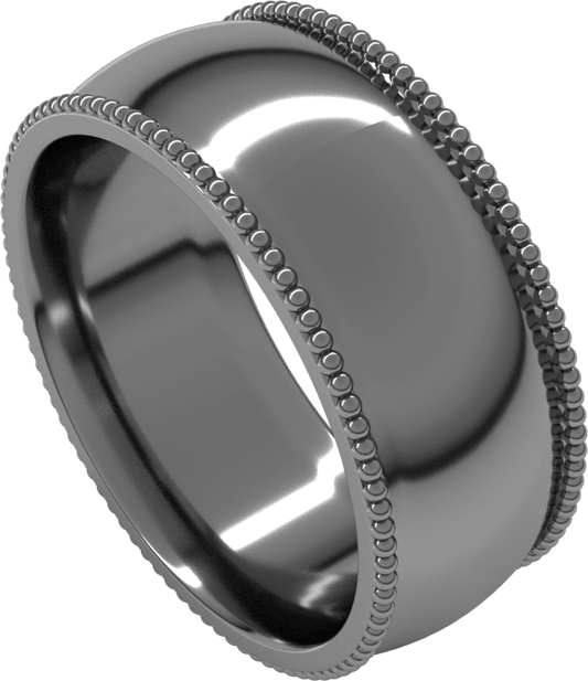 Sterling Silver 8 mm Beaded Comfort-Fit Half Round Band
