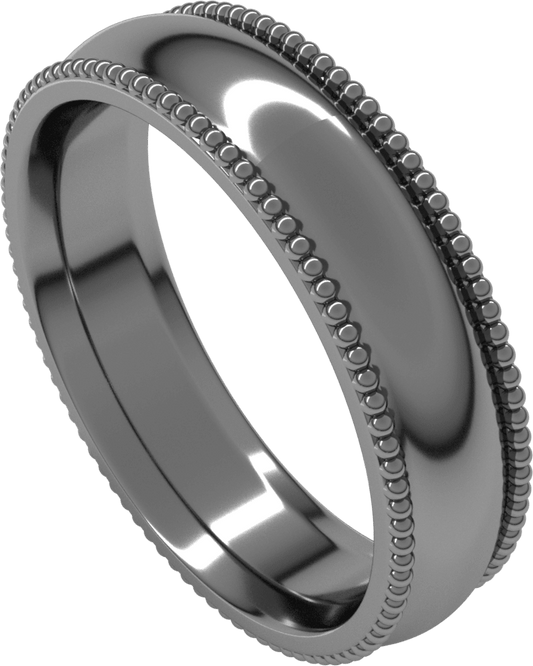 Platinum 5 mm Beaded Comfort-Fit Half Round Band