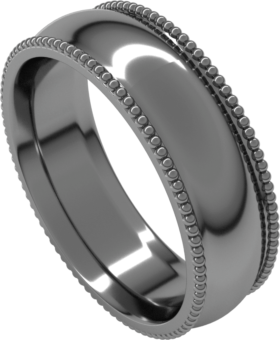 Platinum 6 mm Beaded Comfort-Fit Half Round Band