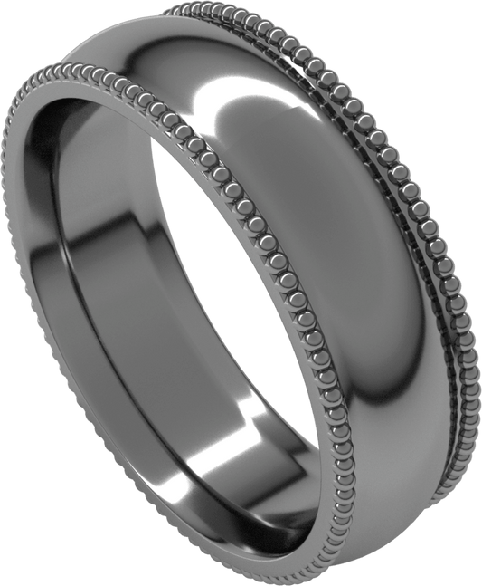 Sterling Silver 6 mm Beaded Comfort-Fit Half Round Band