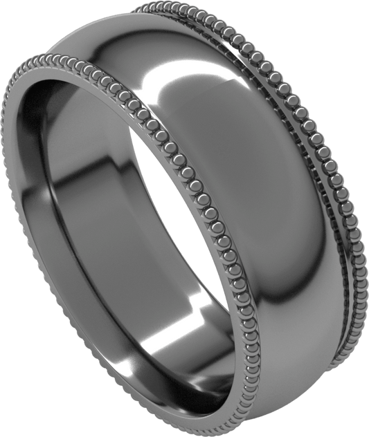 Sterling Silver 7 mm Beaded Comfort-Fit Half Round Band