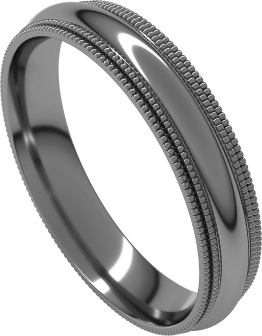 Sterling Silver 4 mm Double Milgrain Comfort-Fit Half Round Band