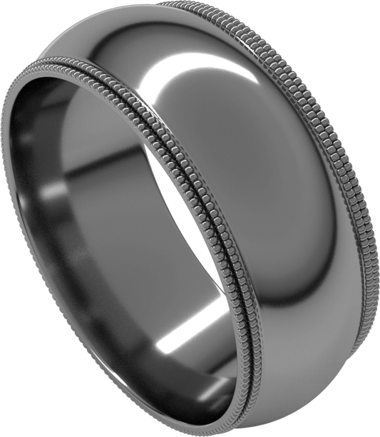 Sterling Silver 8 mm Double Milgrain Comfort-Fit Half Round Band