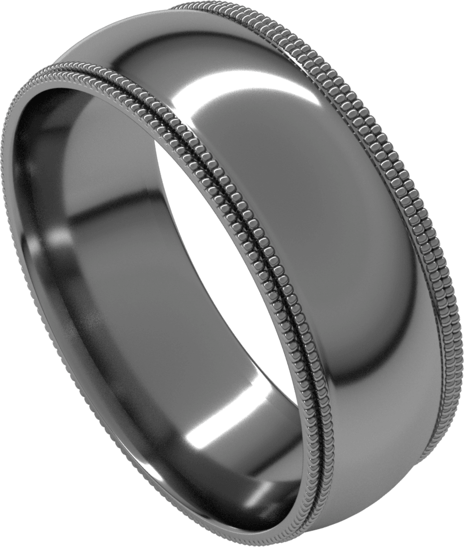 Sterling Silver 7 mm Double Milgrain Comfort-Fit Half Round Band