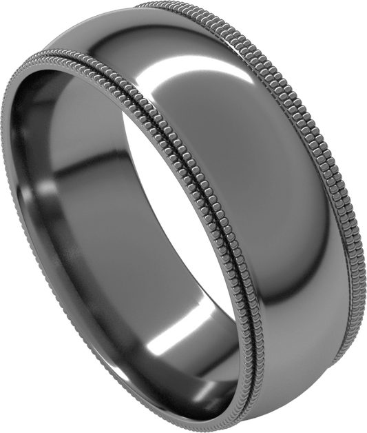 Sterling Silver 7 mm Double Milgrain Comfort-Fit Half Round Band