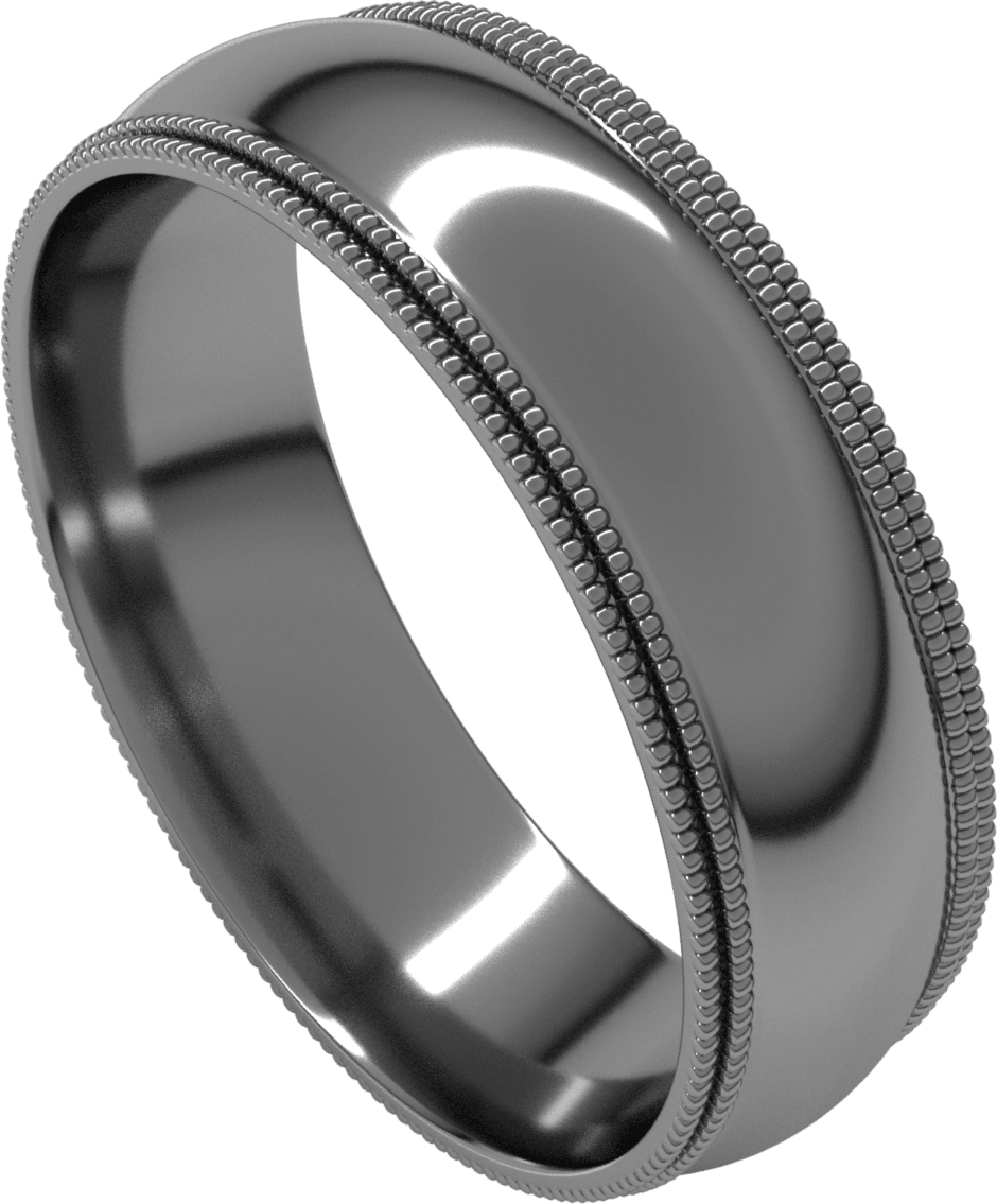 Sterling Silver 6 mm Double Milgrain Comfort-Fit Half Round Band